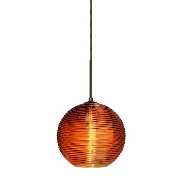 Besa Lighting Kristall 8 Cord Pendant, Amber, Bronze Finish, 1x9W LED 1JT-461682-LED-BR - main